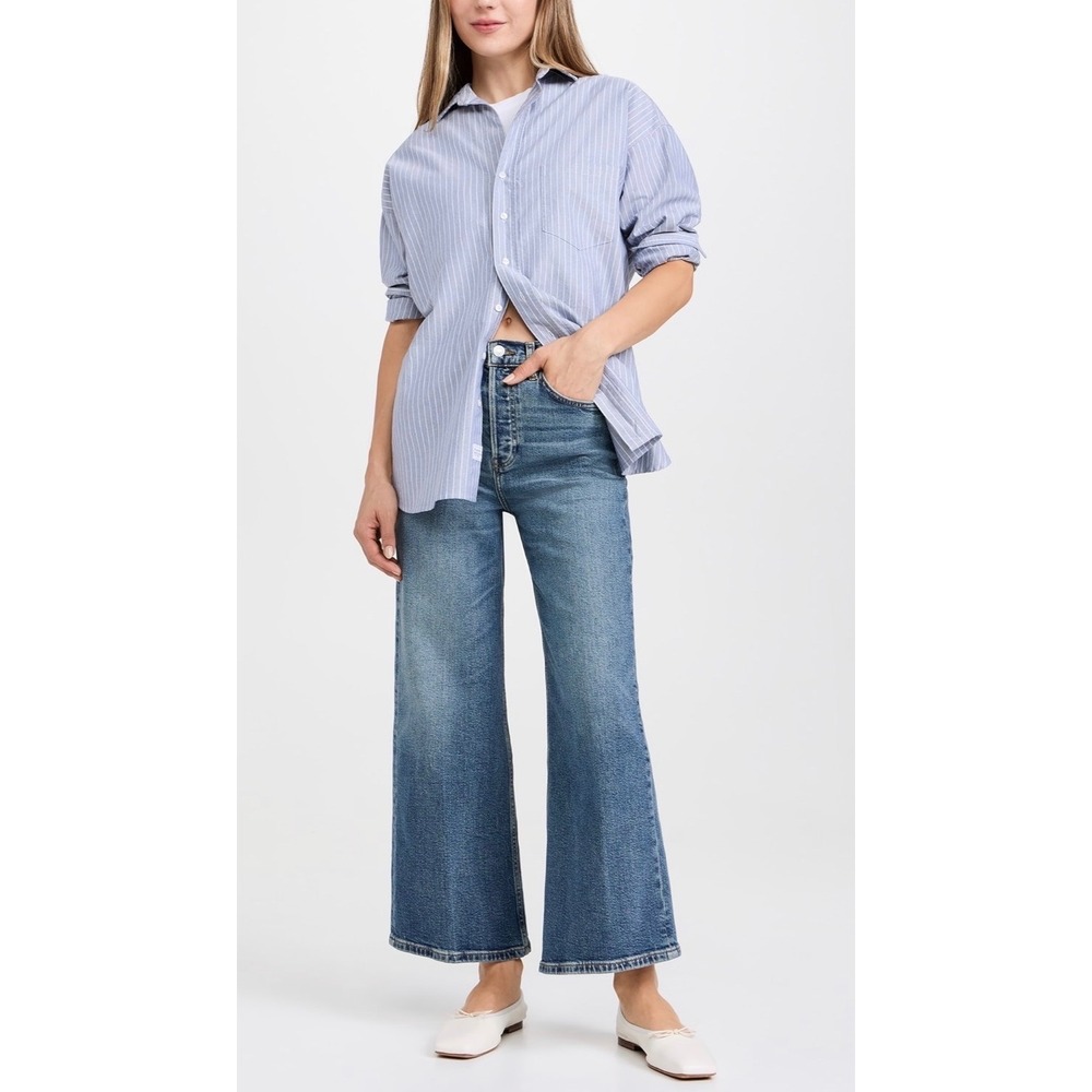 NWT RE/DONE High Rise Wide Leg Crop Jeans Crafted Indigo‎ Sz 30 $295